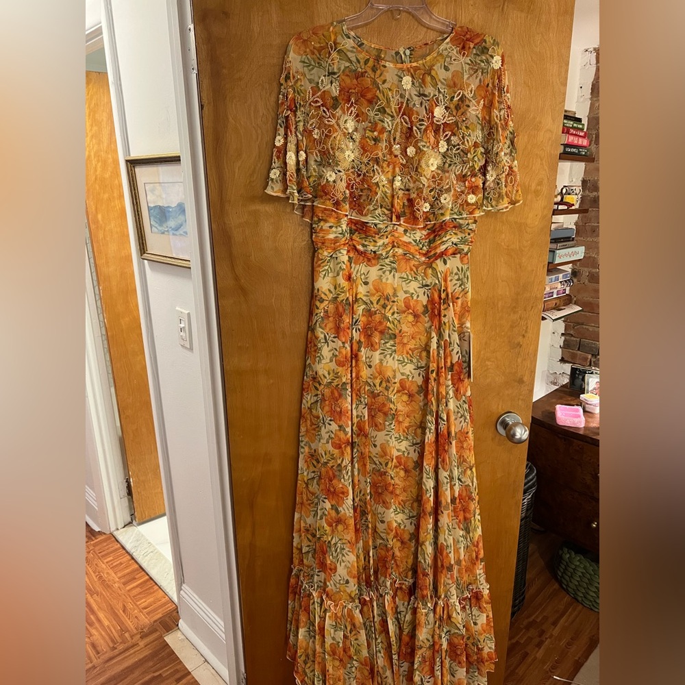 Mac Duggal Floral Cape Sundress